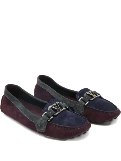 Pre-owned Louis Vuitton Oxford Suede Loafers In Purple