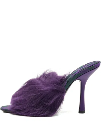 Pre-owned Burberry Shearling-fur Sandals In Purple
