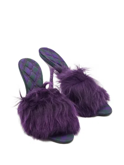 Pre-owned Burberry Shearling-fur Sandals In Purple
