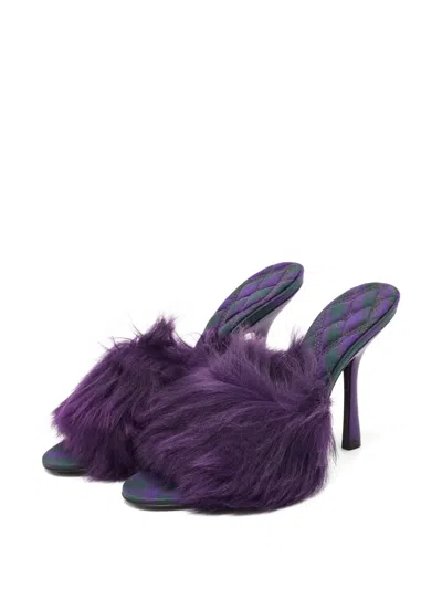 Pre-owned Burberry Shearling-fur Sandals In Purple
