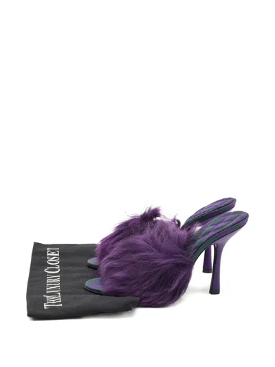 Pre-owned Burberry Shearling-fur Sandals In Purple