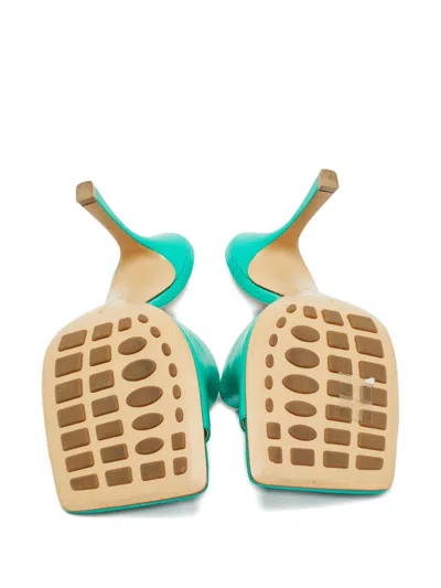 Pre-owned Bottega Veneta Stretch Heeled Slide Sandals In Green