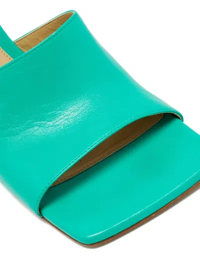 Pre-owned Bottega Veneta Stretch Heeled Slide Sandals In Green