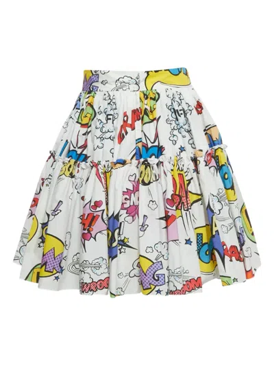 Pre-owned Dolce & Gabbana Printed Mini Skirt In White