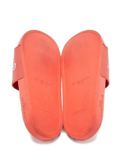 Pre-owned Givenchy Rubber Logo-detail Slides In Red