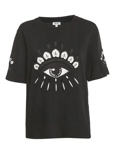 Pre-owned Kenzo Eye-motif Cotton T-shirt In Black