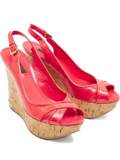 Pre-owned Louis Vuitton Monogram Cross-strap Sandals In Red