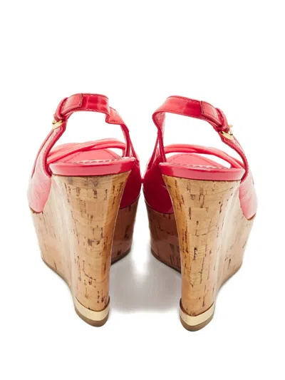 Pre-owned Louis Vuitton Monogram Cross-strap Sandals In Red