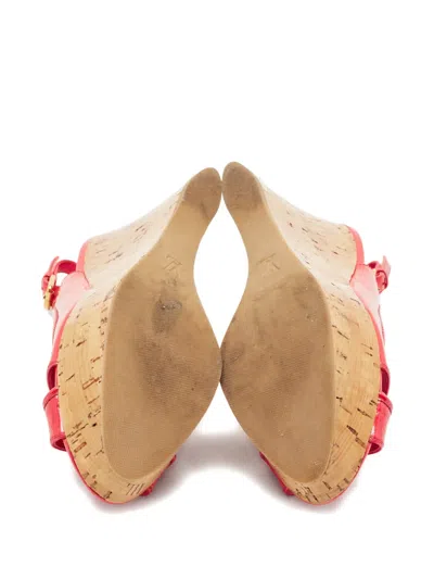 Pre-owned Louis Vuitton Monogram Cross-strap Sandals In Red