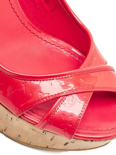 Pre-owned Louis Vuitton Monogram Cross-strap Sandals In Red
