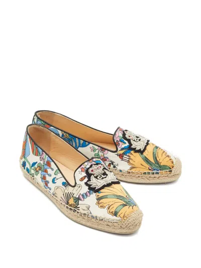Pre-owned Christian Louboutin Galia Patterned Espadrilles In White