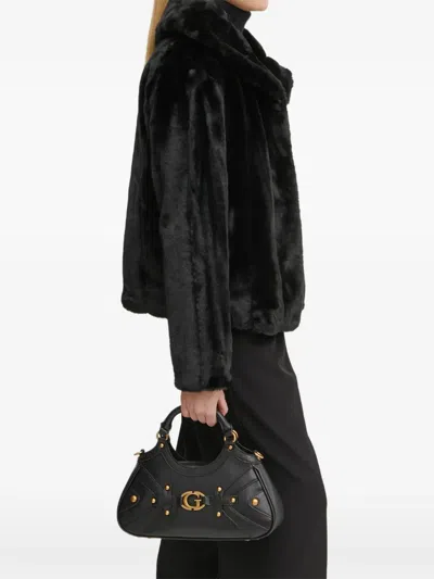 Guess Usa Shawl-collar Faux-fur Jacket In Black