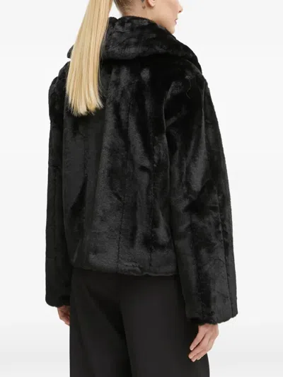 Guess Usa Shawl-collar Faux-fur Jacket In Black