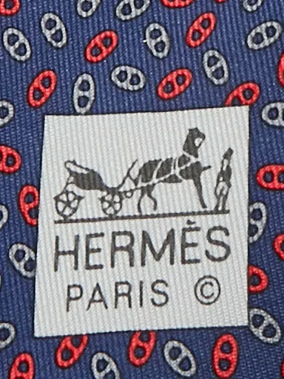 Pre-owned Hermes Silk Patterned Tie In Blue