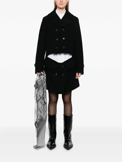 Black Comme Des Garçons Double-breasted Coat In Black