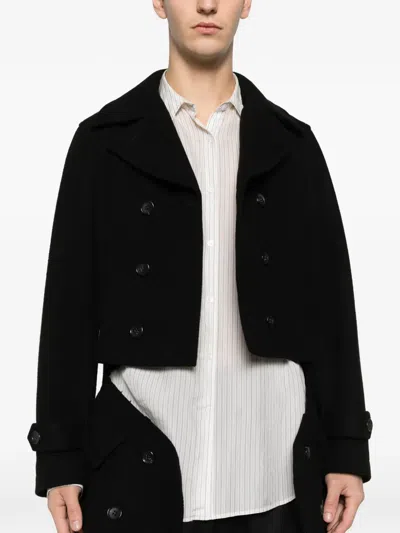 Black Comme Des Garçons Double-breasted Coat In Black
