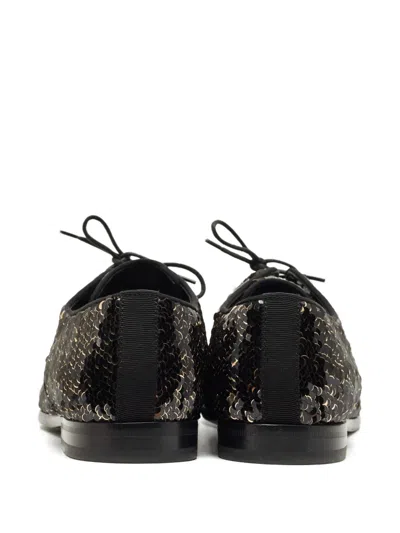 Pre-owned Dolce & Gabbana Sequin Derby Shoes In Black
