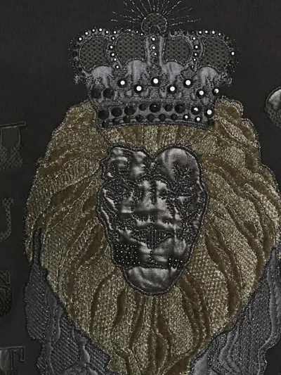 Pre-owned Just Cavalli Lion-embroidered Sweatshirt In Black