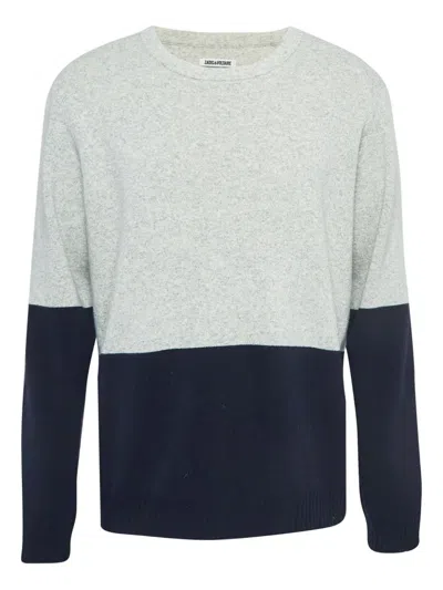 Pre-owned Zadig & Voltaire Colour-block Wool Sweater In Gray