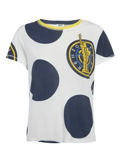 Pre-owned Kenzo Graphic Polka-dot T-shirt In White