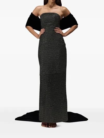 Tha Seen Velvet-panel Maxi Dress In Black