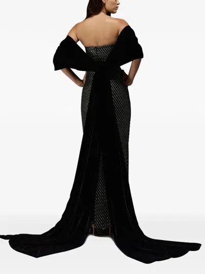 Tha Seen Velvet-panel Maxi Dress In Black