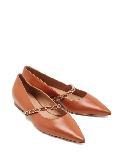 Pre-owned Malone Souliers Virna Flat Pumps In Brown