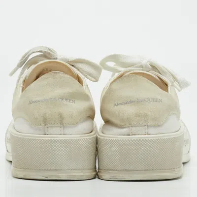 Pre-owned Alexander Mcqueen Canvas Platform Sneakers In White