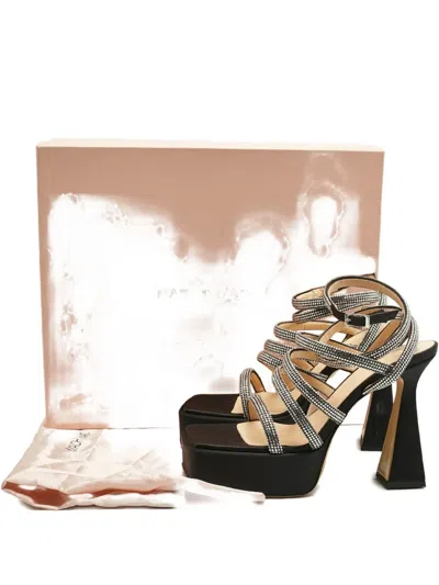 Pre-owned Mach&mach Sydney Platform Embellished Heeled Sandals In Black