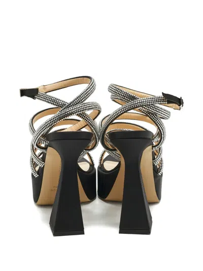 Pre-owned Mach&mach Sydney Platform Embellished Heeled Sandals In Black