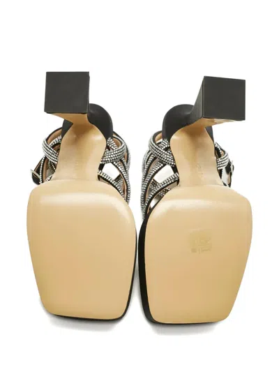 Pre-owned Mach&mach Sydney Platform Embellished Heeled Sandals In Black