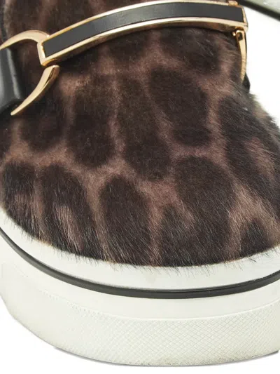 Pre-owned Stella Mccartney Binx Leopard-print Sneakers In Brown
