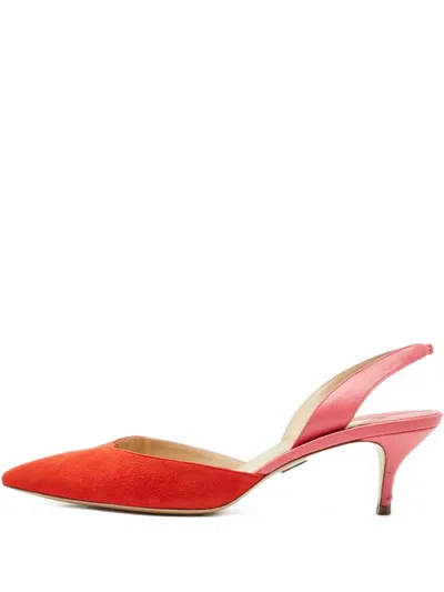 Pre-owned Paul Andrew Slingback Pointed Pumps In Red