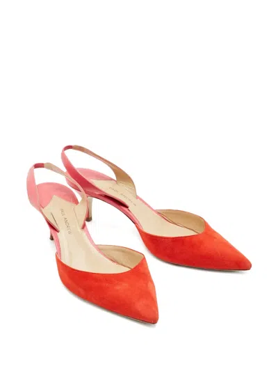 Pre-owned Paul Andrew Slingback Pointed Pumps In Red