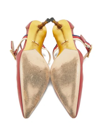 Pre-owned Gucci Unia Leather Pointed-toe Pumps In Red