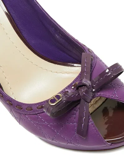 Pre-owned Dior Cannage Bow Leather Pumps In Purple