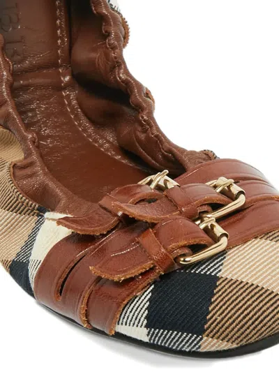 Pre-owned Burberry Multicolour Check Ballet Flats In Neutral