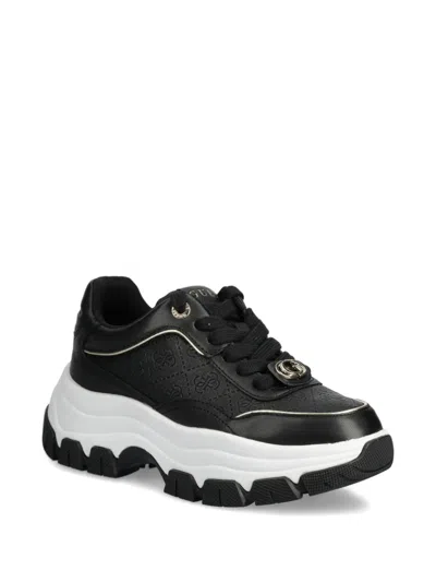 Guess Usa Logo-plaque Platform Sneakers In Black