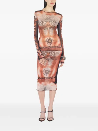 Jean Paul Gaultier Long-sleeves Tattoo-print Top In Neutral