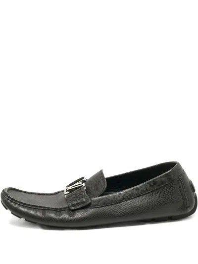 Pre-owned Louis Vuitton Monte Carlo Loafers In Black