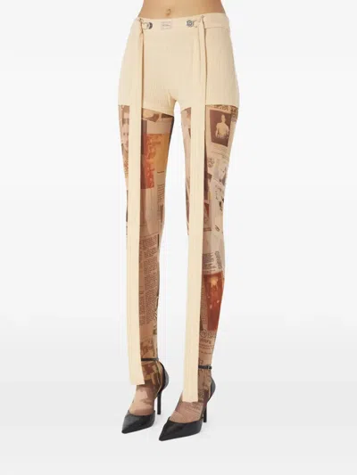 Jean Paul Gaultier Ribbed Patch-detail Shorts In Neutral