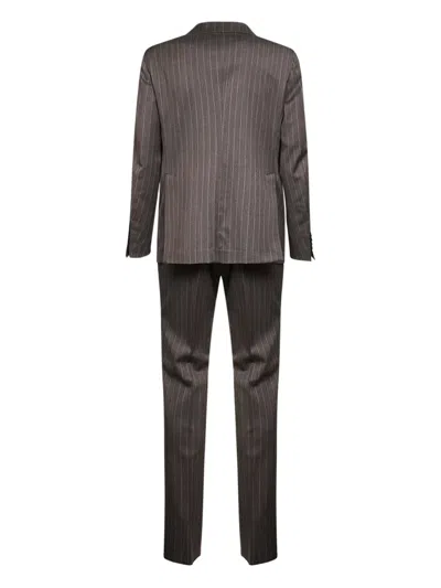 Tagliatore Pinstripe Two-button Suit In Brown