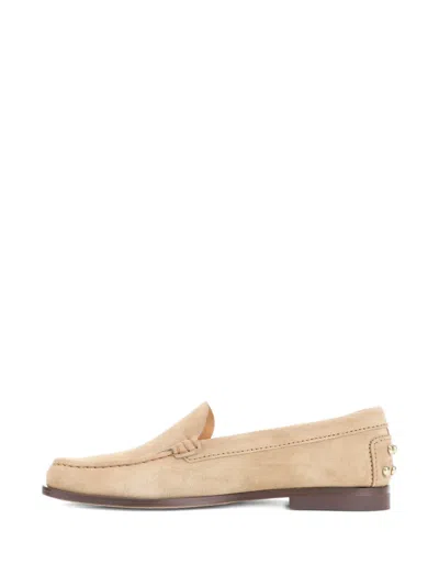 Tod's Beige Loafers With Embossed Logo And Stud Details On The Back In Leather Woman In Brown