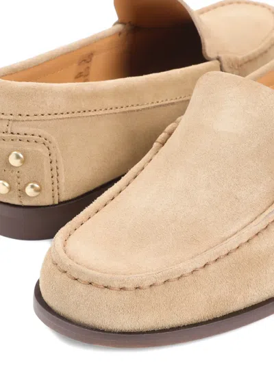 Tod's Beige Loafers With Embossed Logo And Stud Details On The Back In Leather Woman In Brown