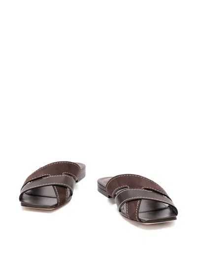 Tod's Cross-straps Flat Sandals In Brown