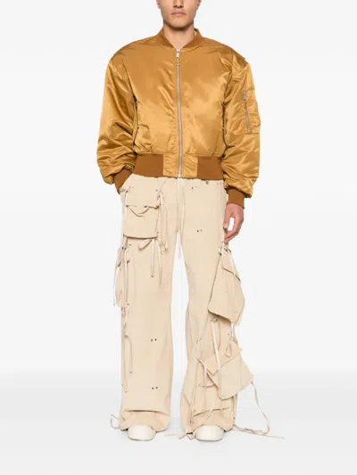 Entire Studios Cropped Broad Bomber Jacket In Brown