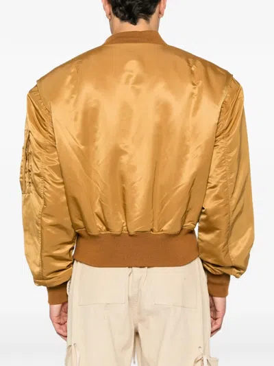 Entire Studios Cropped Broad Bomber Jacket In Brown