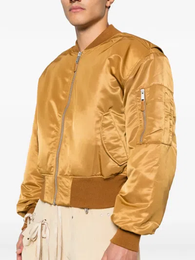 Entire Studios Cropped Broad Bomber Jacket In Brown