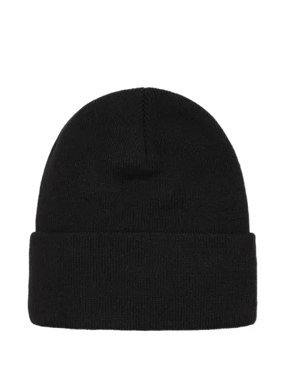 Stussy Stock Logo-embroidered Beanie Hat In Black