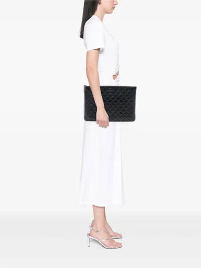 Pre-owned Chanel 2013-2014 Large Quilted Lambskin O Case Clutch Bag In Black